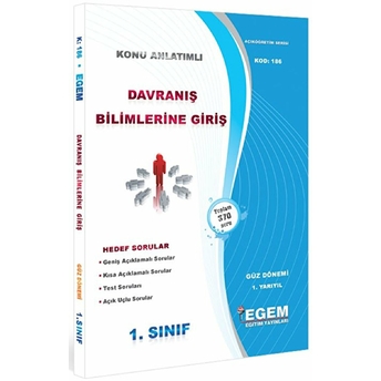 1. Sınıf 1. Yarıyıl Davranış Bilimlerine Giriş Konu Anlatımlı Soru Bankası - Kod 186 Kolektif