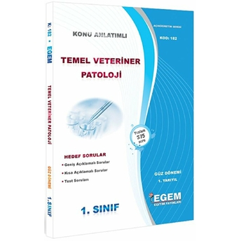 1. Sınıf 1. Yarıyıl Temel Veteriner Patoloji Konu Anlatımlı Soru Bankası - Kod 182 Kolektif