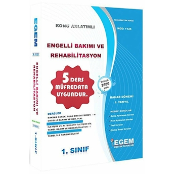 1. Sınıf 2. Yarıyıl Konu Anlatımlı Engelli Bakımı Ve Rehabilitasyon Kolektif