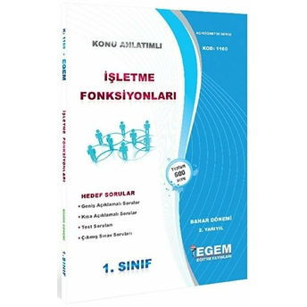 1. Sınıf 2. Yarıyıl Konu Anlatımlı Işletme Fonksiyonları - Kod 1160 Kolektif