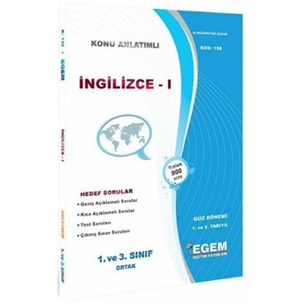 1. Ve 3. Sınıf 1. Yarıyıl Ingilizce 1 Konu Anlatımlı Soru Bankası - Kod 158 Kolektif