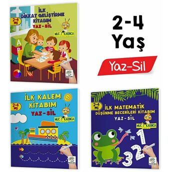 2-4 Yaş Mucit Karınca Yaz - Sil Kitaplar (Ilk Kalem, Dikkat, Matematik, Düşünme Becerileri Kitabım) Kolektif