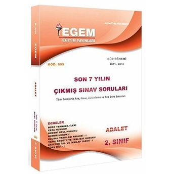 2. Sınıf 3. Yarıyıl Adalet Son 7 Yılın Çıkmış Sınav Soruları (Kod 605) Kolektif