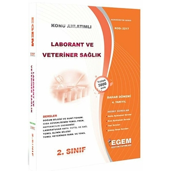 2. Sınıf 4. Yarıyıl Konu Anlatımlı Laborant Ve Veteriner Sağlık - Kod 2217 Kolektif