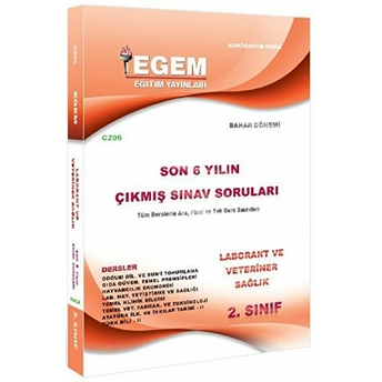 2. Sınıf Laborant Ve Veteriner Sağlık Son 6 Yılın Çıkmış Sınav Soruları - Kod C206 Kolektif