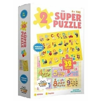 2 Süper Puzzle - Alfabe - Sayılar 4 Yaş