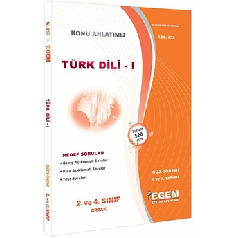 2. Ve 4. Sınıf Ortak 3. Ve 7. Yarıyıl Türk Dili 1 Konu Anlatımlı Soru Bankası Kolektif