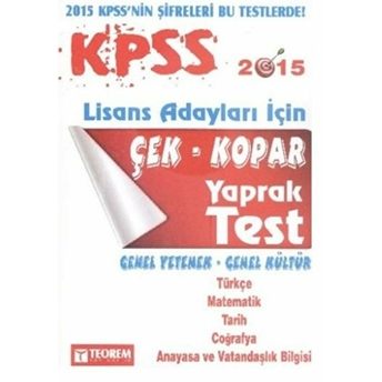 2015 Kpss Lisans Tam Isabet Çek Kopar Yaprak Test Komisyon