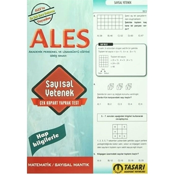 2016 Ales Sayısal Yetenek Çek Kopart Yaprak Test Kolektif