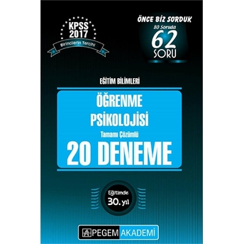 2017 Kpss Eğitim Bilimleri Öğrenme Psikolojisi Tamamı Çözümlü 20 Deneme Kolektif