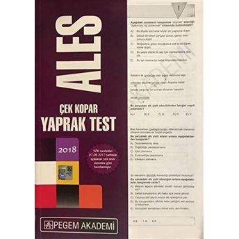 2018 Ales Çek Kopar Yaprak Test Kolektif