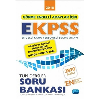 2018 Görme Engelli Adaylar Için Ekpss Tüm Dersler Soru Bankası Kolektif