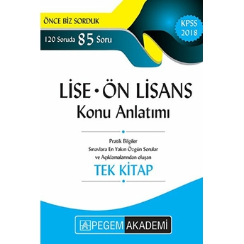 2018 Kpss Lise Ön Lisans Konu Anlatımı Tek Kitap Kolektif