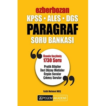 2019 Kpss Ales Dgs Ezberbozan Paragraf Soru Bankası Fatih Mehmet Muş