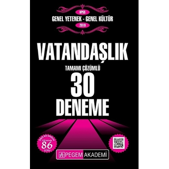 2019 Kpss Genel Yetenek Genel Kültür - Vatandaşlık Tamamı Çözümlü 30 Deneme Kolektif