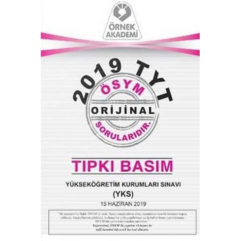 2019 Tyt Ösym Orjinal Soruları Tıpkı Basım Kolektif