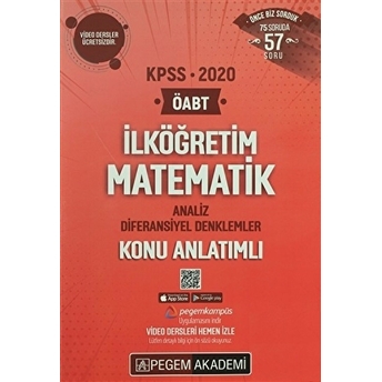 2020 Kpss Öabt Ilköğretim Matematik Video Destekli Konu Anlatımlı - Analiz Diferansiyel Denklemler Kolektif