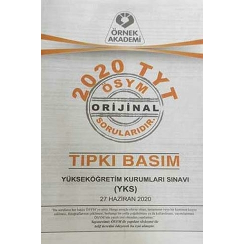 2020 Tyt Ösym Orjinal Soruları Tıpkı Basım Kolektif