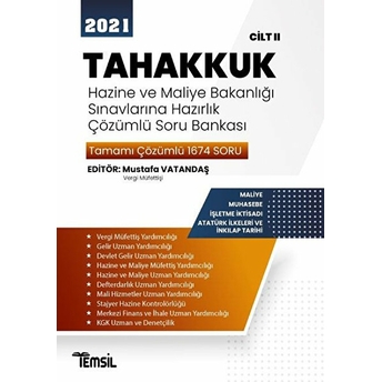 2021 Tahakkuk - Hazine Ve Maliye Bakanlığı Sınavlarına Hazırlık Çözümlü Soru Bankası Cilt 2 Mustafa Vatandaş