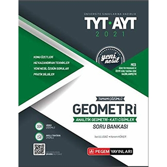 2021 Tyt-Ayt Tamamı Çözümlü Geometri Analitik Geometri - Katı Cisimler Soru Bankası Kolektif