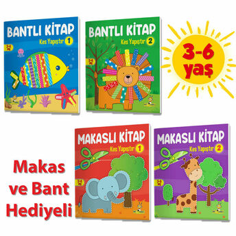 3-6 Yaş Kes Yapıştır - Bant, Makas - El Becerileri Seti (Makas Ve Bant Hediyeli) Kolektif