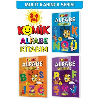 3-6 Yaş Yaz-Sil Komik Alfabe Kitabım (Harfleri Öğrenme Ve Yazma, Okumaya Hazırlık, Dikkat Geliştiren Etkinlikler, Sesli Kitaplar) Kolektif