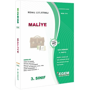 3. Sınıf 5. Yarıyıl Maliye Konu Anlatımlı Soru Bankası - Kod 314 Kolektif