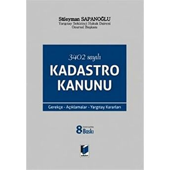 3402 Sayılı Kadastro Kanunu Ciltli Süleyman Sapanoğlu