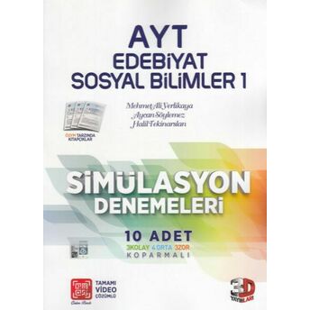 3D Ayt Edebiyat Sosyal Bilimler 1 Tamamı Video Çözümlü Simülasyon Denemeleri (Yeni) Mehmet Ali Yerlikaya, Aycan Söylemez, Halil Tekinarslan