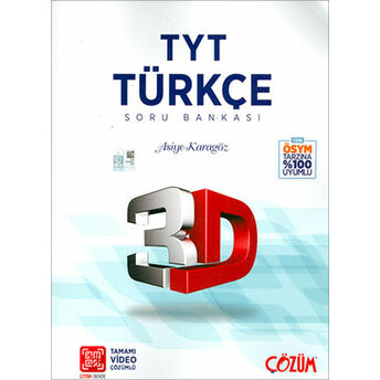 3D Tyt Türkçe Tamamı Video Çözümlü Soru Bankası (Yeni) Asiye Karagöz