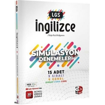 3D Yayınları 8. Sınıf Lgs Ingilizce Simülasyon 15 Deneme Komisyon