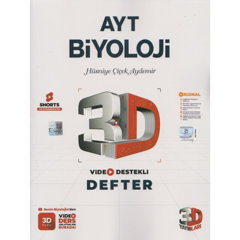 3D Yayınları Ayt Biyoloji Video Destekli Defter Hüsniye Çiçek Aydemir