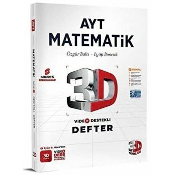 3D Yayınları Ayt Matematik Video Destekli Defter Özgür Balcı, Eyüp Boncuk