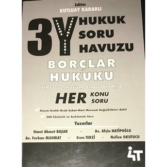 3Y Hukuk Soru Havuzu - Borçlar Hukuku Afşin Hatipoğlu