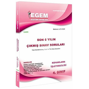 4. Sınıf Konaklama Işletmeciliği Son 6 Yılın Çıkmış Sınav Soruları - Kod C409 Kolektif