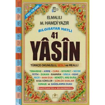 41 Yasin Bilgisayar Hatlı Türkçe Okunuşlu Sesli Rahle Boy Fihristli Elmalılı Muhammed Hamdi Yazır