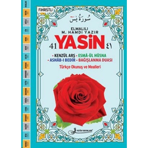 41 Yasin Türkçe Okunuş Ve Mealleri ( Cami Boy, Fihristli, Kod:f032) Ciltli Elmalılı Muhammed Hamdi Yazır