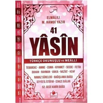 41 Yasin Türkçe Okunuşlu Ve Mealli-Pembe Kapak Orta Boy Elmalılı Muhammed Hamdi Yazır