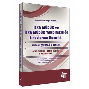 4T Yayınları Icra Müdür Ve Icra Müdür Yardımcılığı Sınavlarına Hazırlık Tamamı Çözümlü 5 Deneme