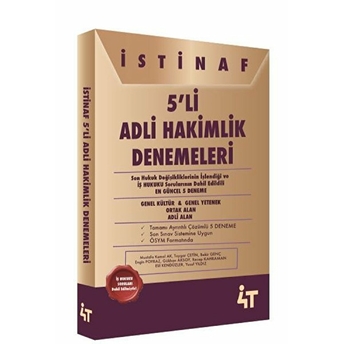 4T Yayınları Istinaf 5'Li Adli Hakimlik Denemeleri