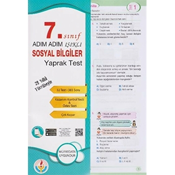 Adım Adım 7. Sınıf Sosyal Bilgiler Yaprak Test Kolektif