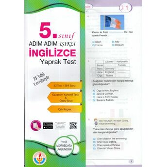 Adım Adım Işıklı 5. Sınıf Ingilizce Yaprak Test Komisyon