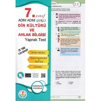 Adım Adım Işıklı 7. Sınıf Din Kültürü Ve Ahlak Bilgisi Yaprak Test Komisyon