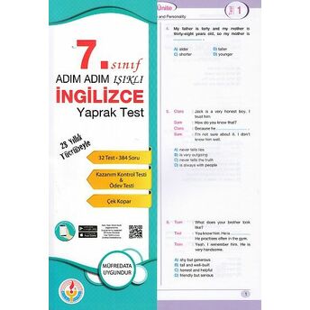 Adım Adım Işıklı 7. Sınıf Ingilizce Yaprak Test Bilal Işıklı