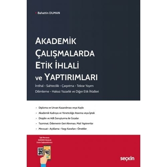 Akademik Çalışmalarda Etik Ihlali Ve Yaptırımları Bahattin Duman