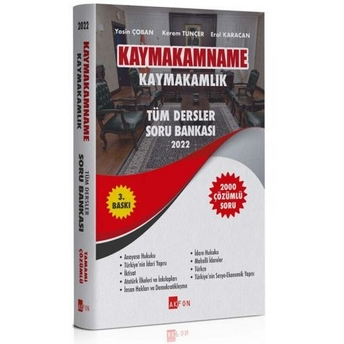 Akfon Kitap 2022 Kaymakamname Kaymakamlık Tüm Dersler Çözümlü 2000 Soru Bankası Yasin Çoban