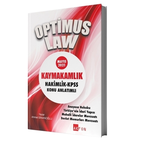 Akfon Yayınları 2021 Optimus Law Kaymakamlık Hakimlik Kpss Konu Anlatımı Ahmet Sinanoğlu