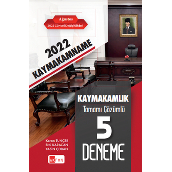 ​​Akfon Yayınları 2022 Kaymakamname Kaymakamlık Tamamı Çözümlü 5 Deneme Yasin Çoban