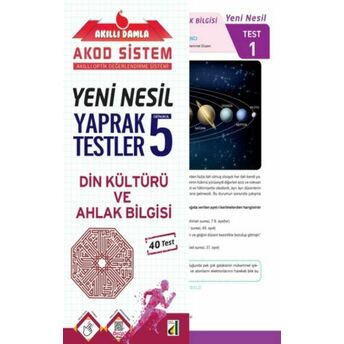 Akıllı Damla Din Kültürü Ve Ahlak Bilgisi Yeni Nesil Yaprak Testler-5. Sınıf Komisyon