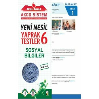 Akıllı Damla Sosyal Bilgiler Yeni Nesil Yaprak Testler-6. Sınıf Komisyon